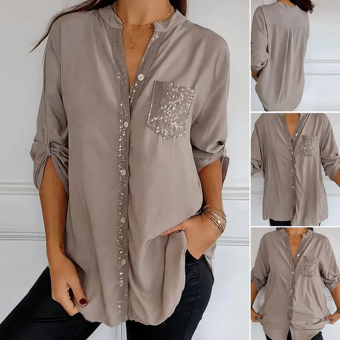 PATCHWORK SEQUINS SHIRT – SHINE WITH ELEGANCE