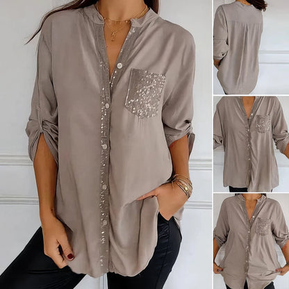 PATCHWORK SEQUINS SHIRT – SHINE WITH ELEGANCE