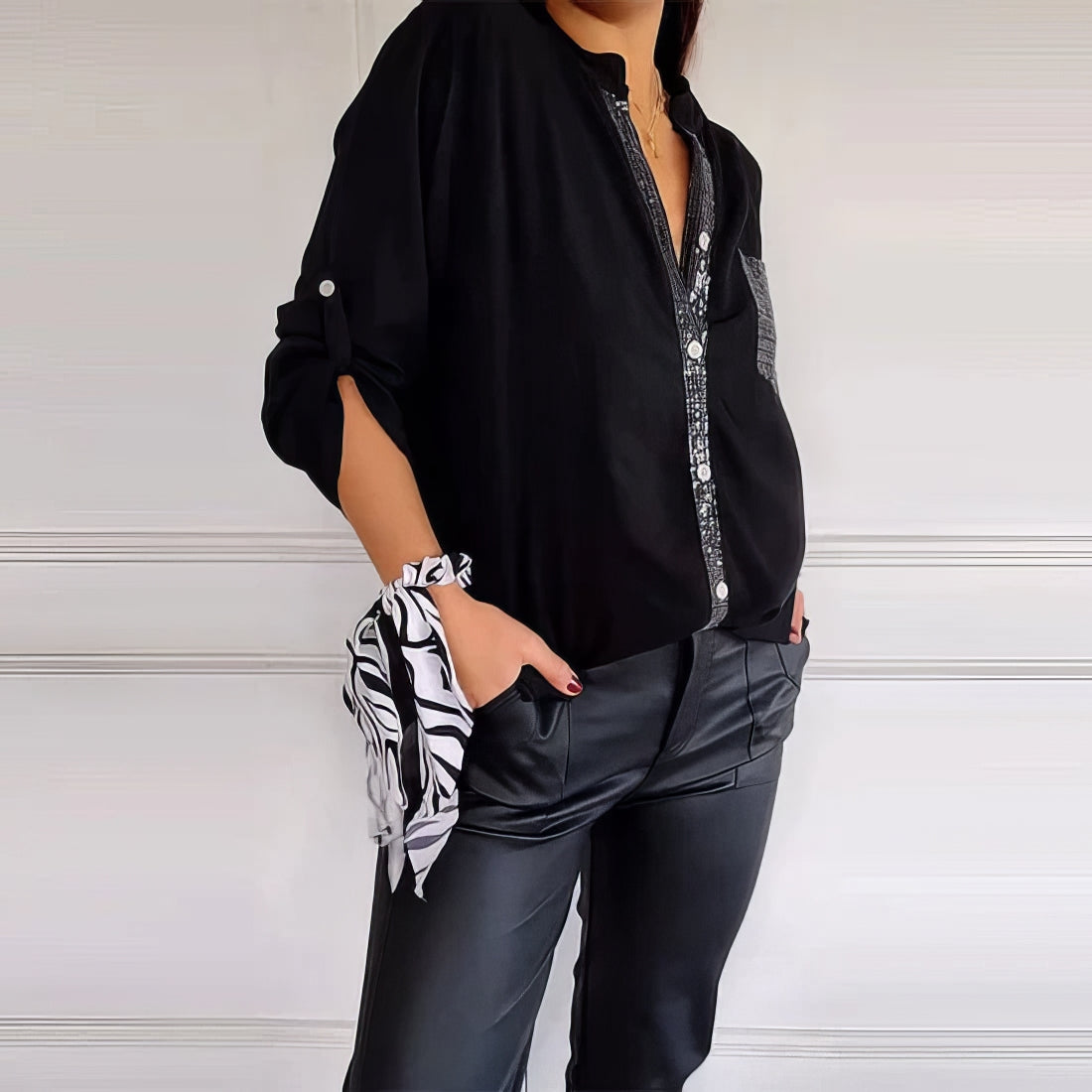 PATCHWORK SEQUINS SHIRT – SHINE WITH ELEGANCE