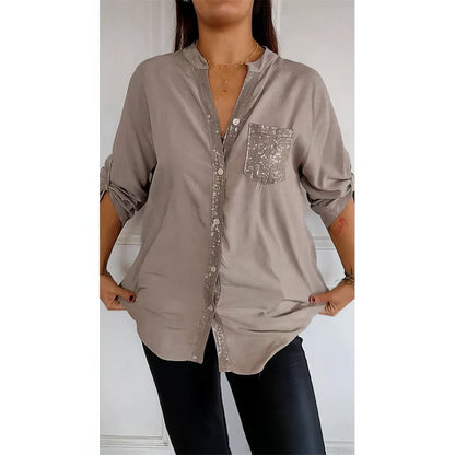 PATCHWORK SEQUINS SHIRT – SHINE WITH ELEGANCE