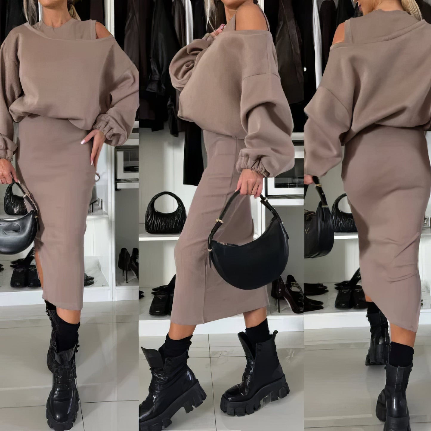 SLEEVELESS DRESS & SWEATSHIRT SET